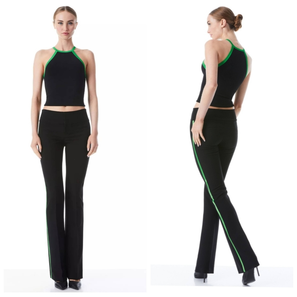 Alice + Olivia heidi halter crop top and bootcut pant matching Set Size 2 - Picture 4 of 15